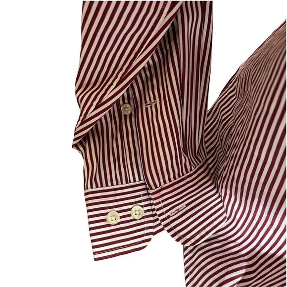 Ralph Lauren Button Front Shirt Mens Size 16 1/2 34/35 Red White Stripes Collar - Picture 5 of 7